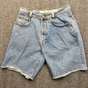 Diesel Shorts Mens 33 Blue Fits 29 Cutoff Raw Hem Button Fly Vintage Made in USA